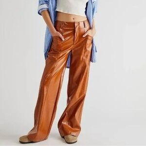 Free People Star Crossed Lovers Faux Leather Pants, color Twin Flame, Size 0.
